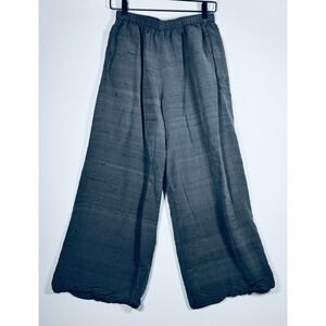 CP Shades Silk Pants Womens Medium Gray Wide Leg Pull On Boho Coastal Minimalist